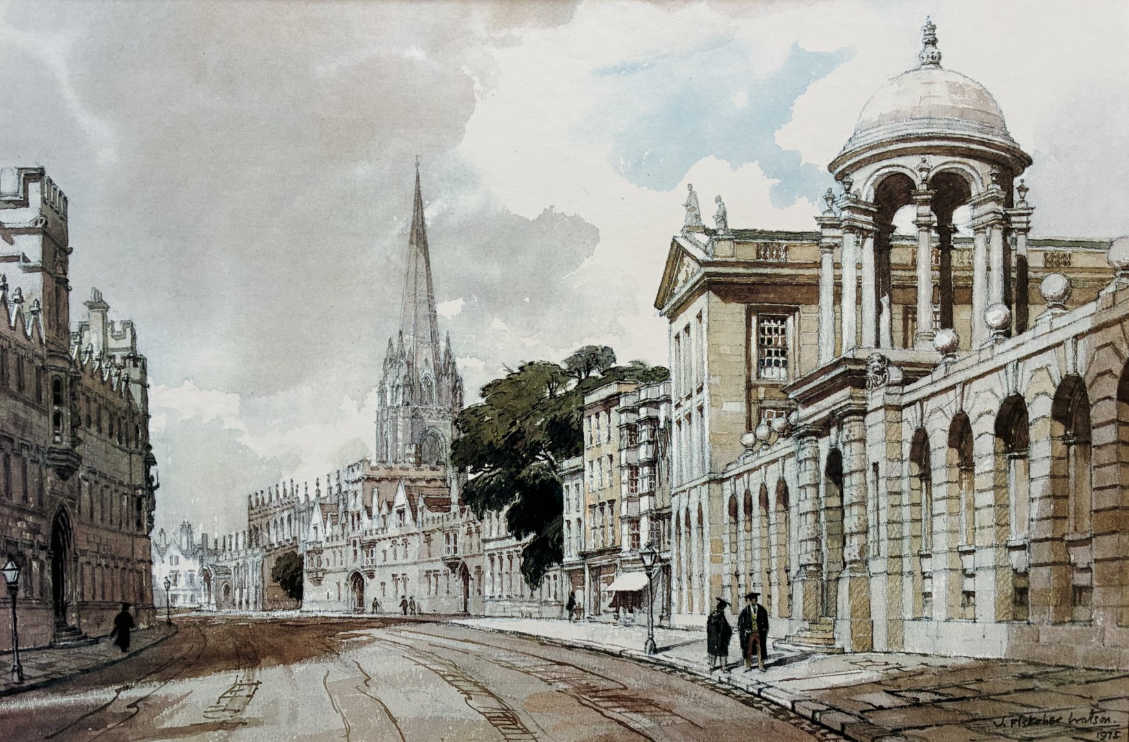 Edward Wesson watercolour painting - The High, Oxford
