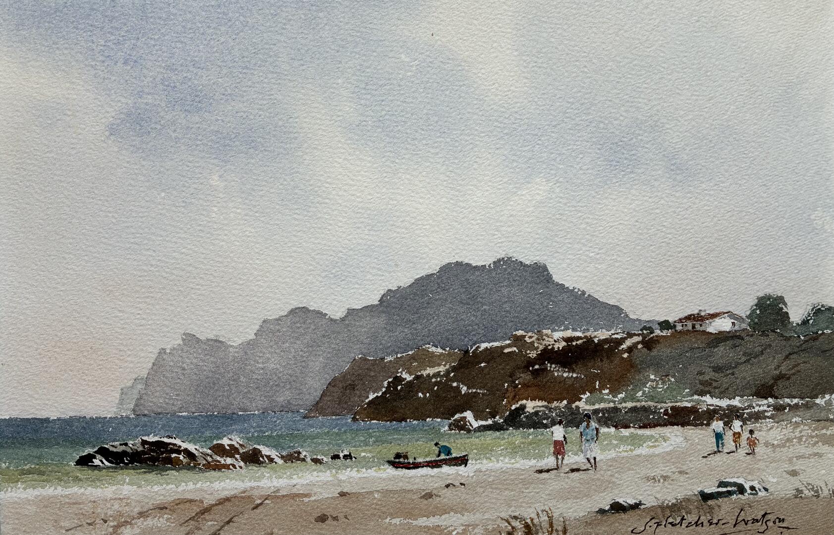 Edward Wesson watercolour painting - A Majorca Cove